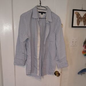 Tommy Hilfiger | Blue and White Striped Dress Shirt